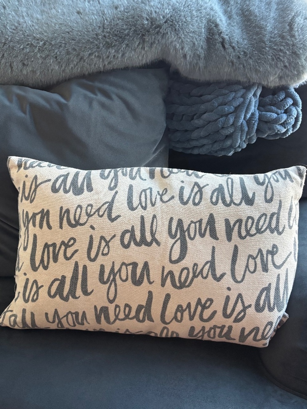 Pottery Barn Bolster Pillow "All you need is LOVE"